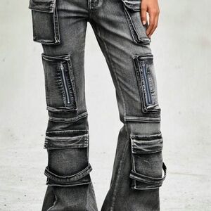 SHEIN Gray Flare Cargo Pants